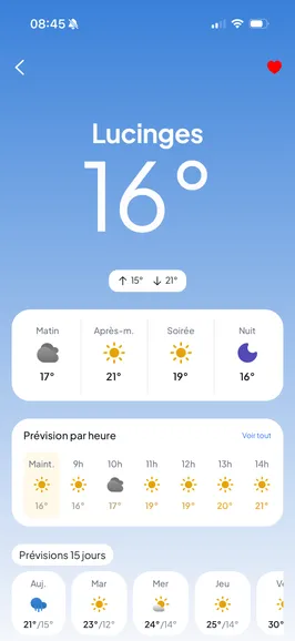 Écran détail de Lyn Météo
